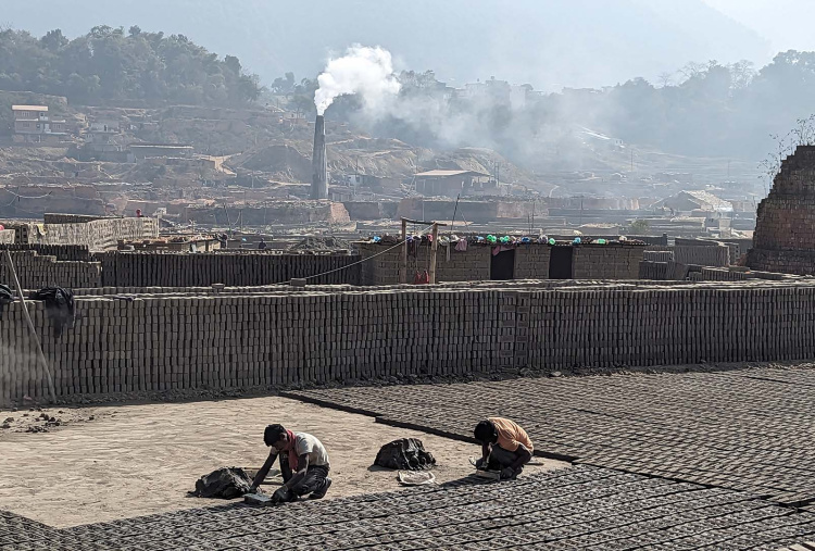 Raw brick making in Nepal